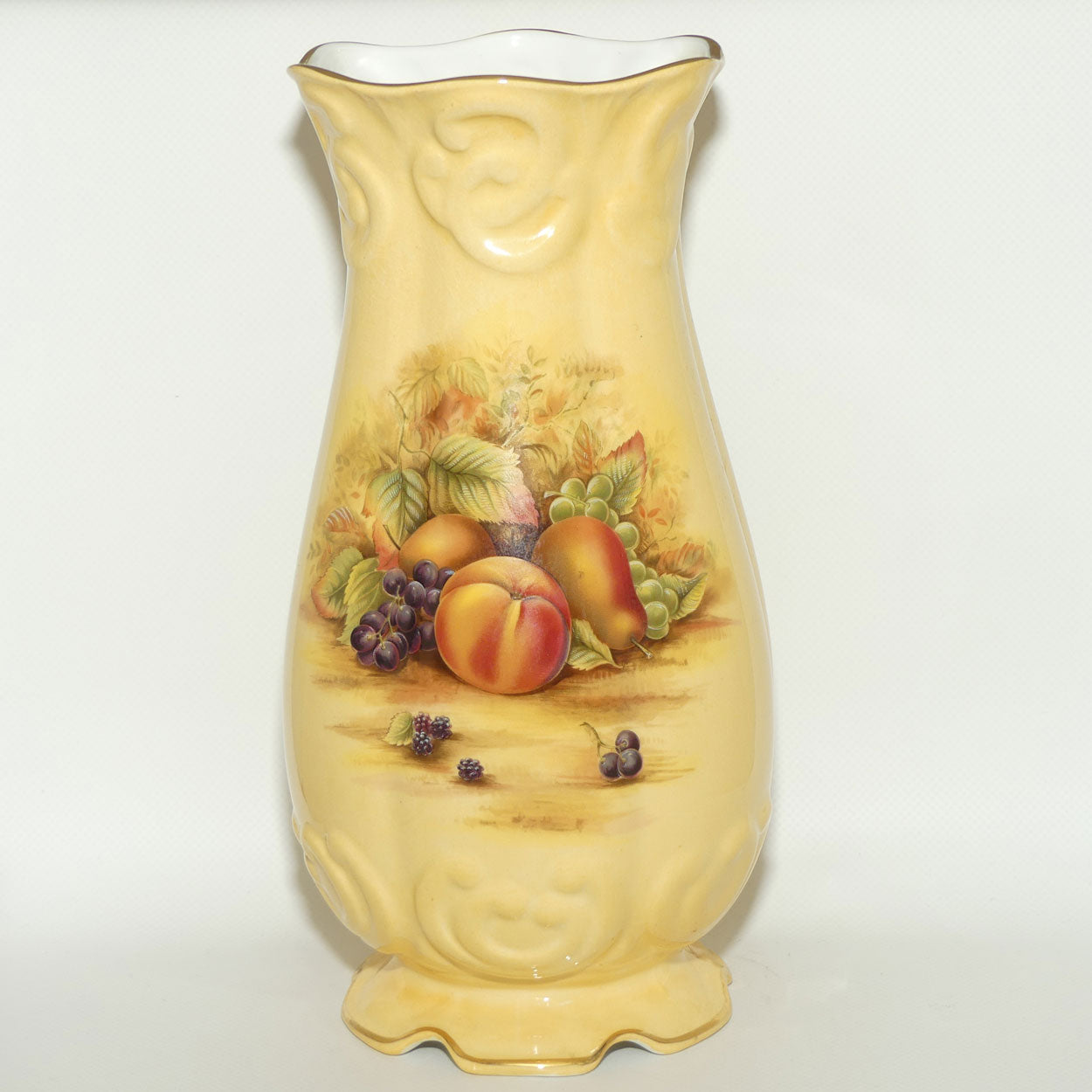 Aynsley Orchard Gold tall bulbous shape footed base vase | 27cm tall