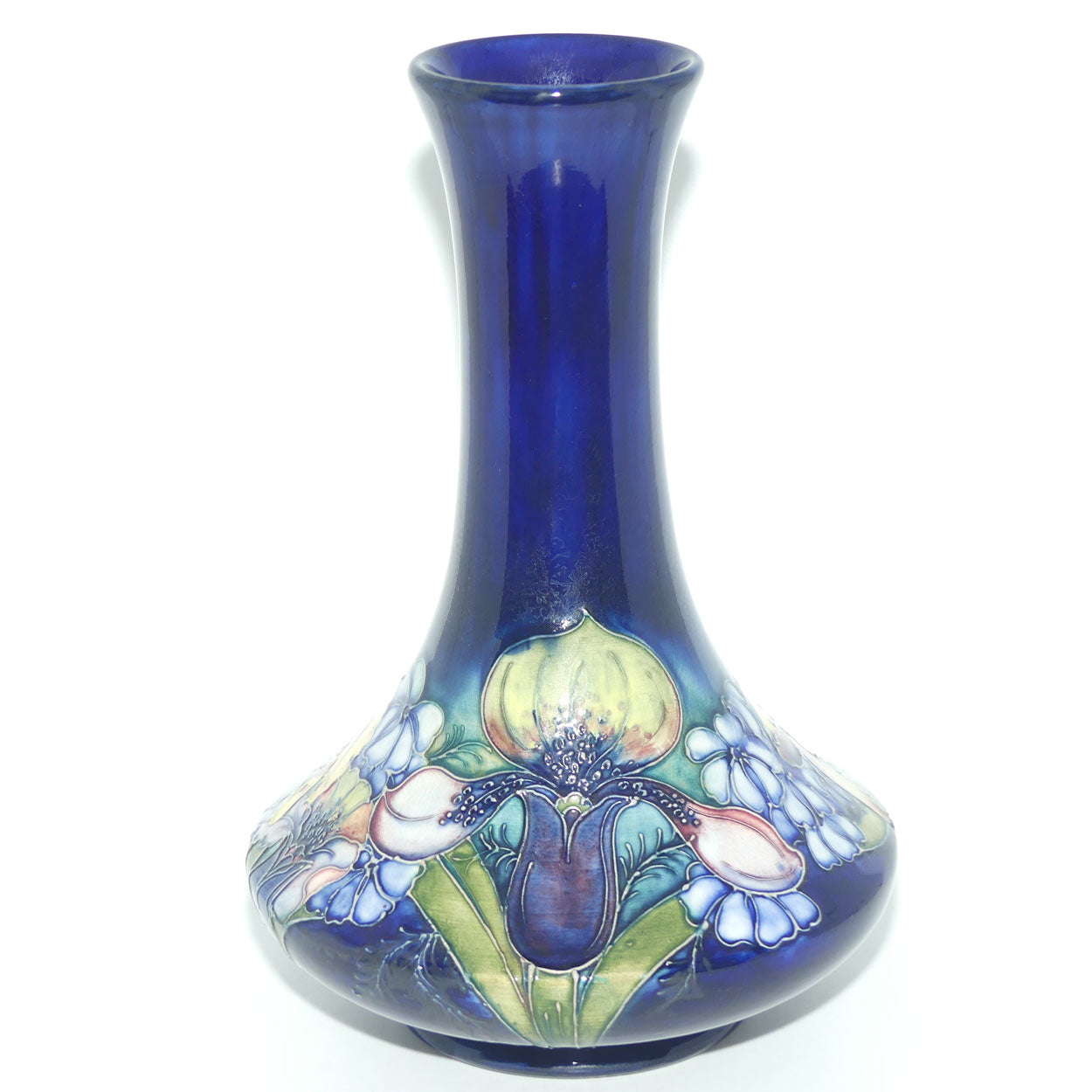 Walter Moorcroft Orchid on Blue Ground 62/12 vase