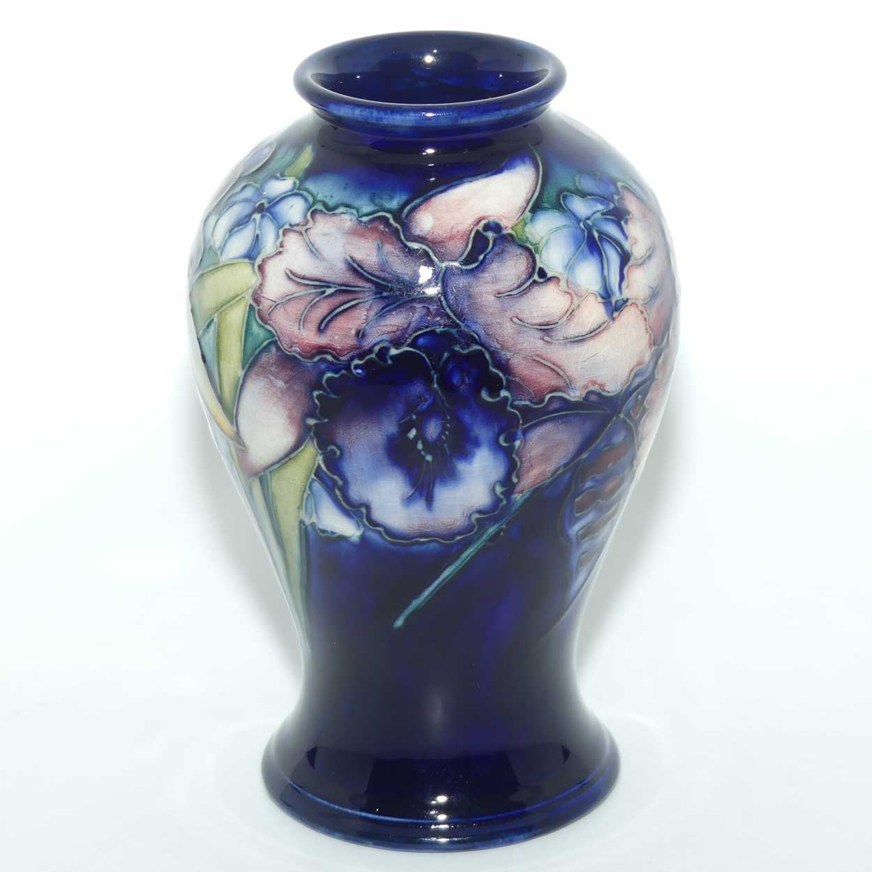 Walter Moorcroft Orchid on Blue Ground 65/6 vase