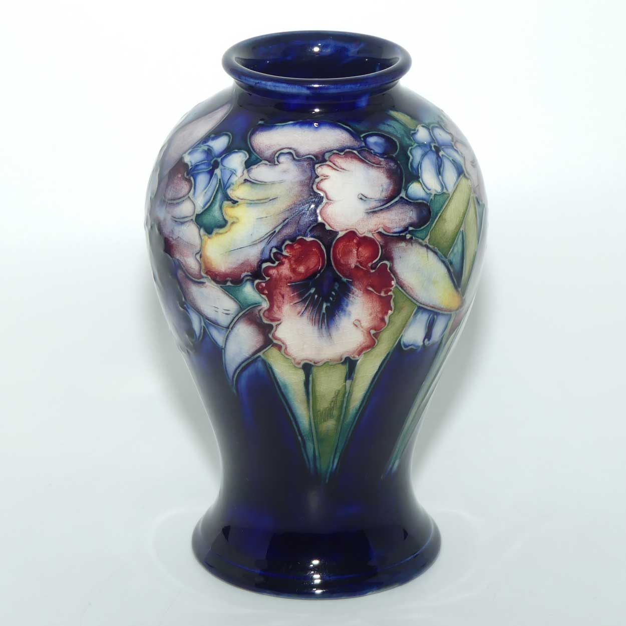 Walter Moorcroft Orchid on Blue Ground 65/6 vase
