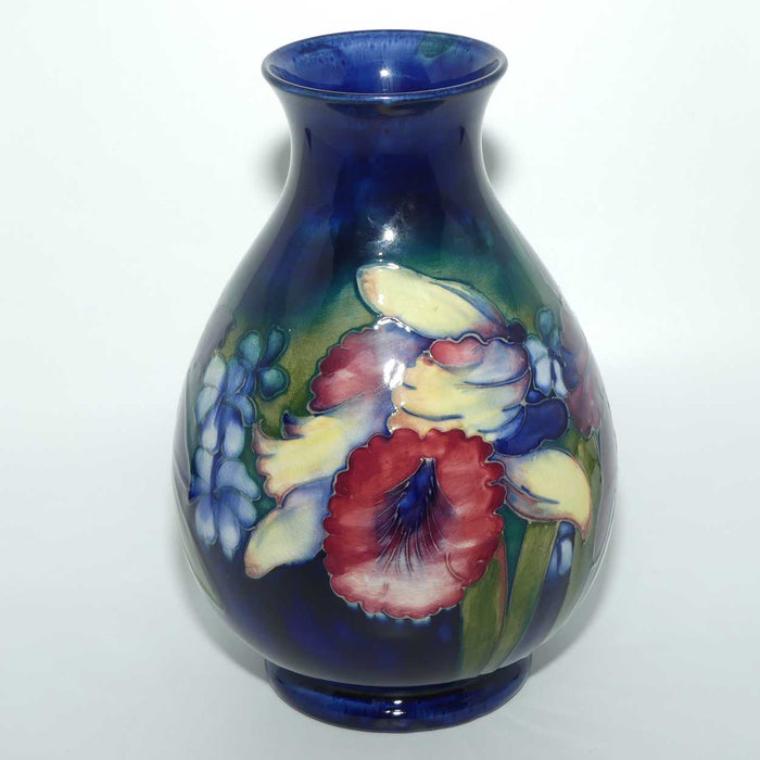 Walter Moorcroft Orchid on Blue Ground vase | Shape 7/9