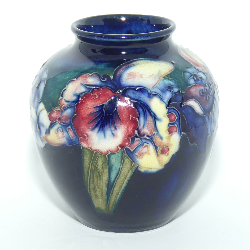 Walter Moorcroft Orchid (Blue) small bulbous vase #2