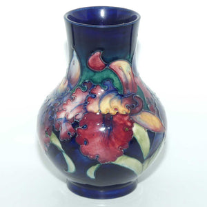 Walter Moorcroft Orchid on Blue Ground bulbous vase | Medium