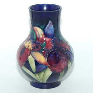 Walter Moorcroft Orchid on Blue Ground bulbous vase | Medium