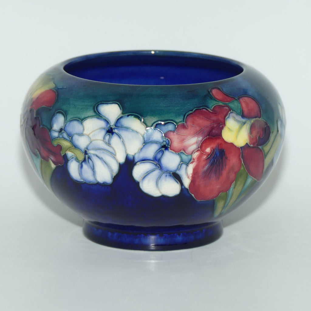 Walter Moorcroft Orchid on Blue Ground Rose Bowlowl