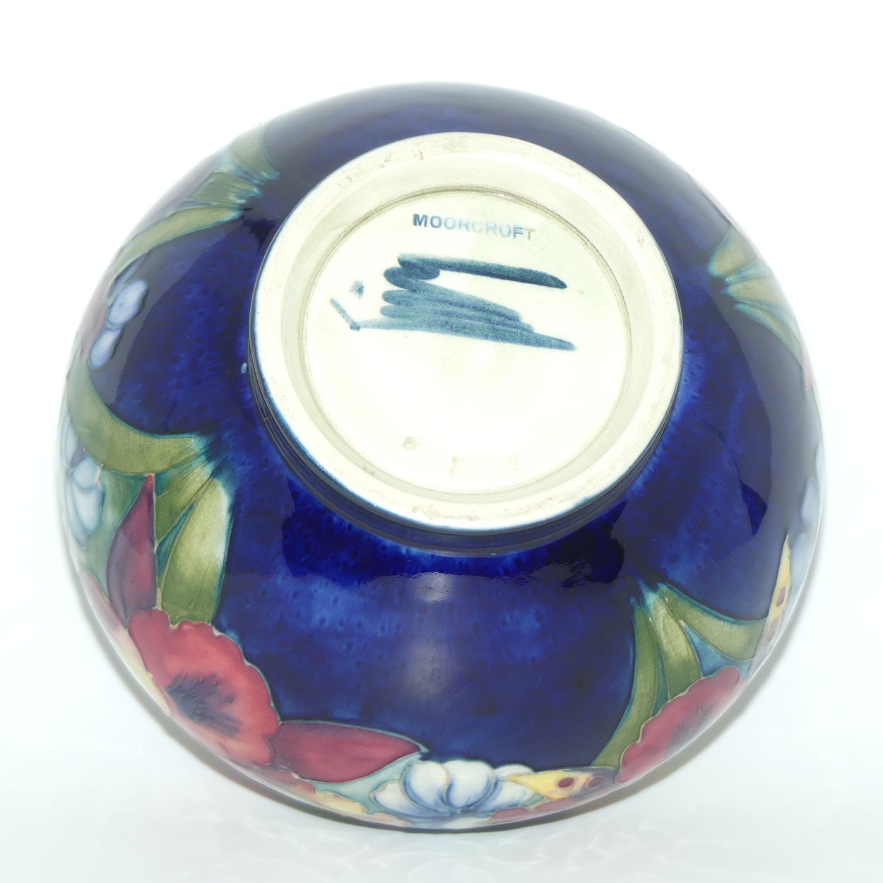 Walter Moorcroft Orchid on Blue Ground Rose Bowl