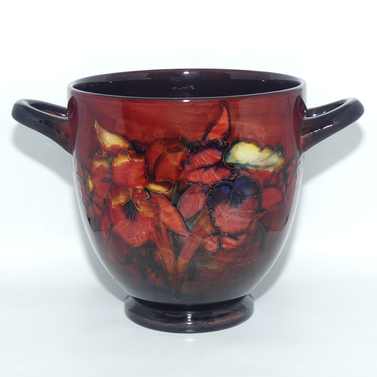 William Moorcroft Flambe Orchid handled vase | Pompeii urn