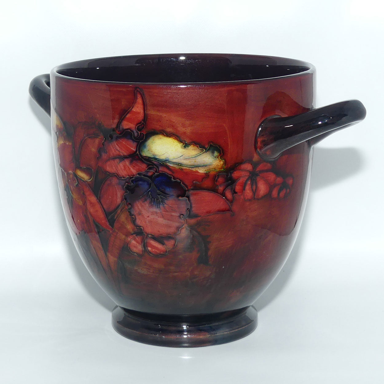 William Moorcroft Flambe Orchid handled vase | Pompeii urn