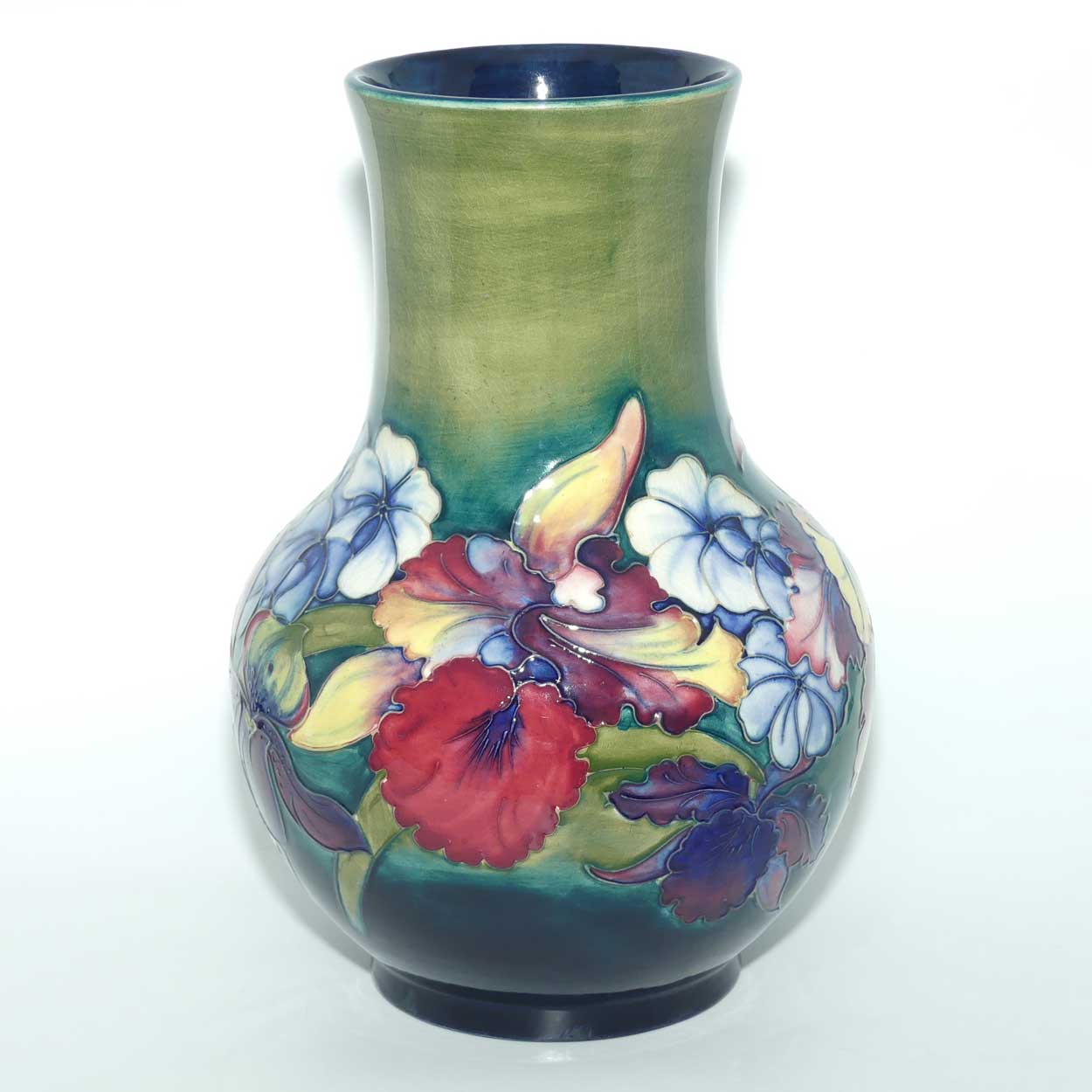 Walter Moorcroft Orchid on Green ground huge vase