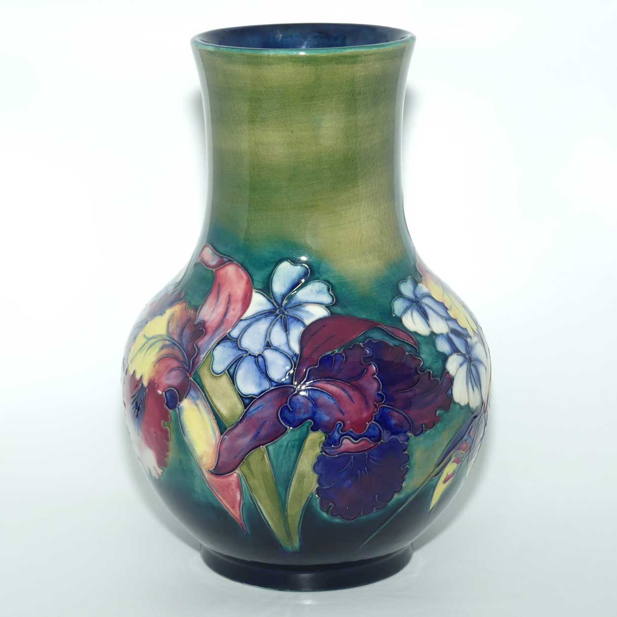 Walter Moorcroft Orchid on Green ground huge vase