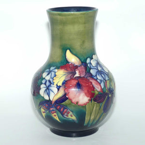 Walter Moorcroft Orchid on Green ground huge vase