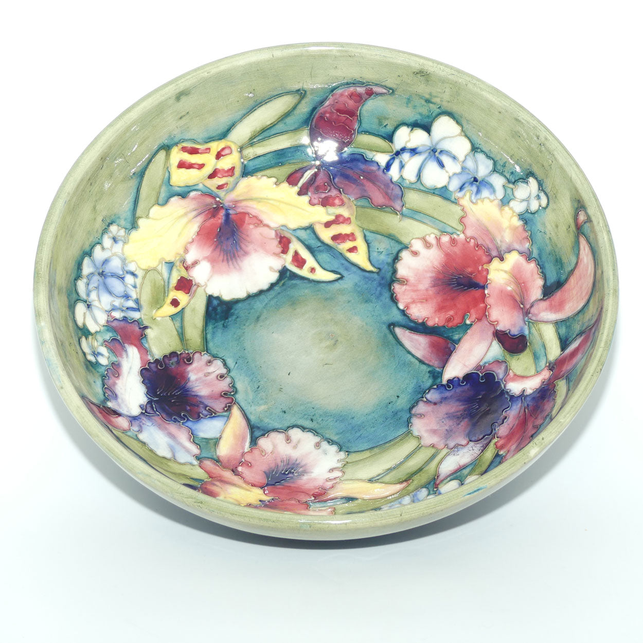 William Moorcroft Orchid large deep bowl (Green)