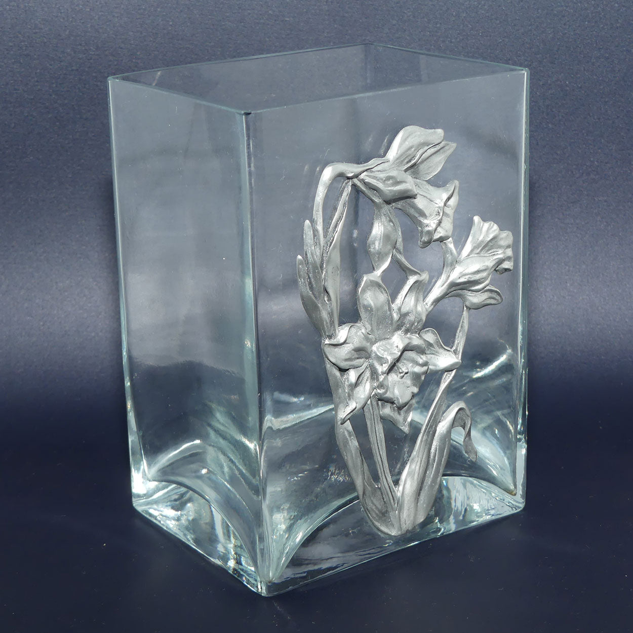 Seagull Pewter Canada Orchid pattern rectangular vase