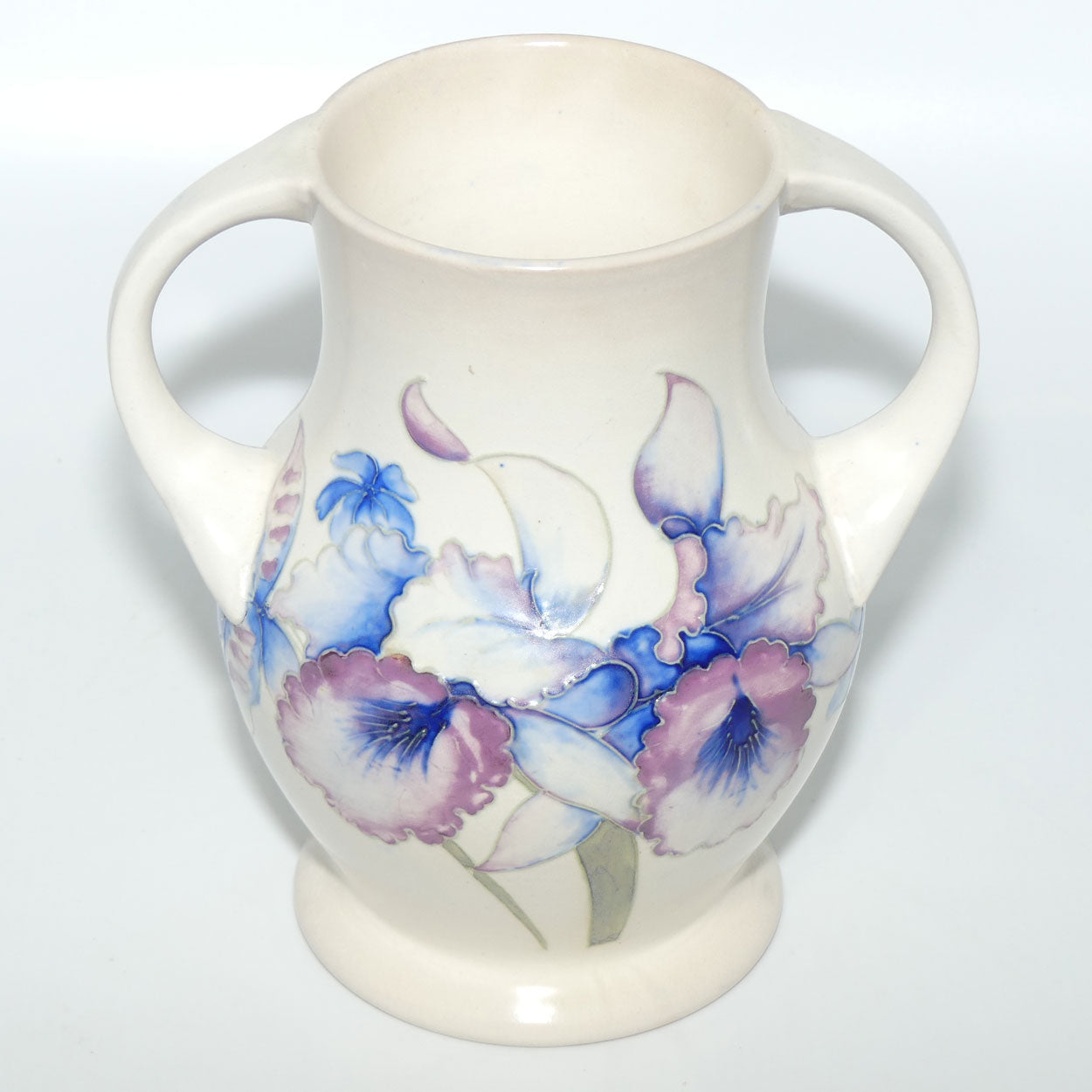 William Moorcroft Orchid salt glaze handled vase