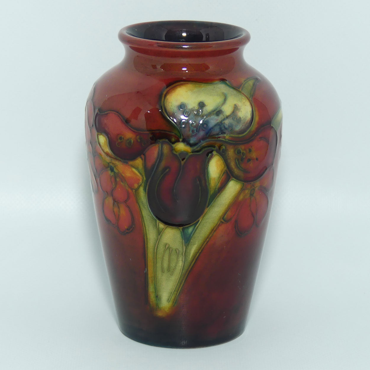 Walter Moorcroft Flambe Orchid tapering shape small vase