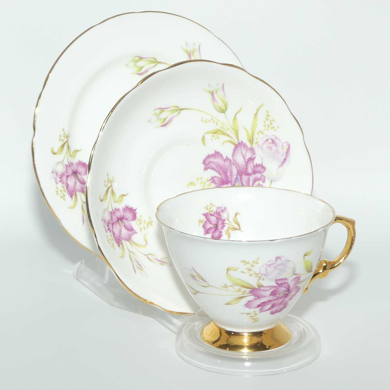 Hammersley Bone China Frilled Orchid trio