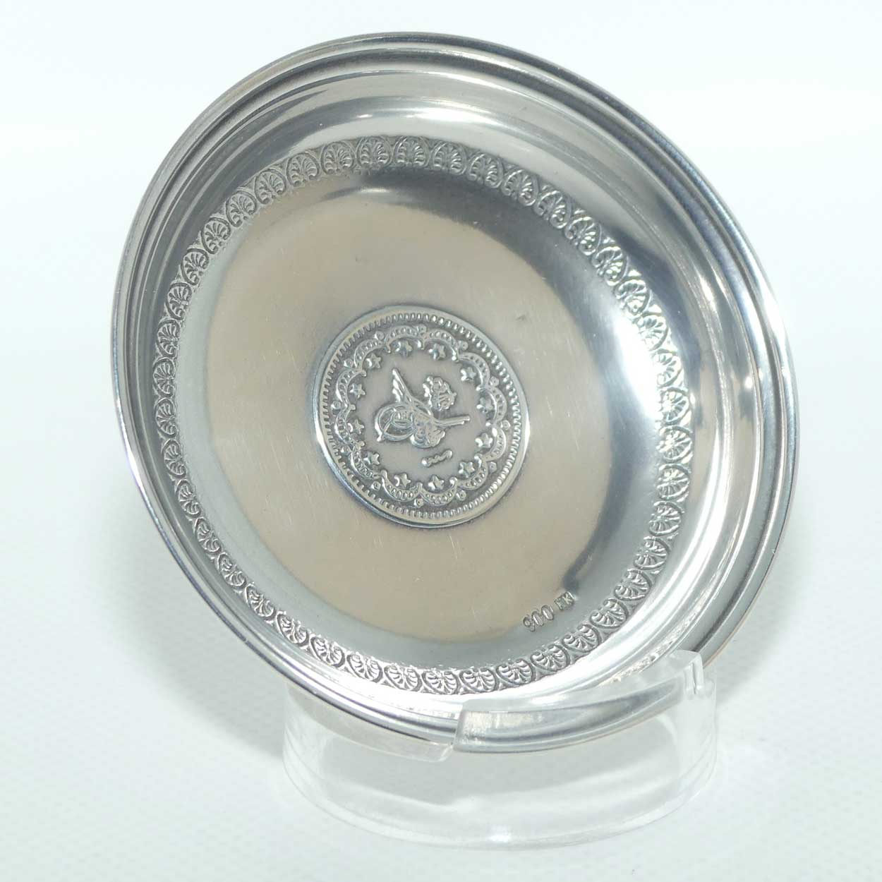 Ottoman Empire 900 Silver miniature plate decorated with Tughra