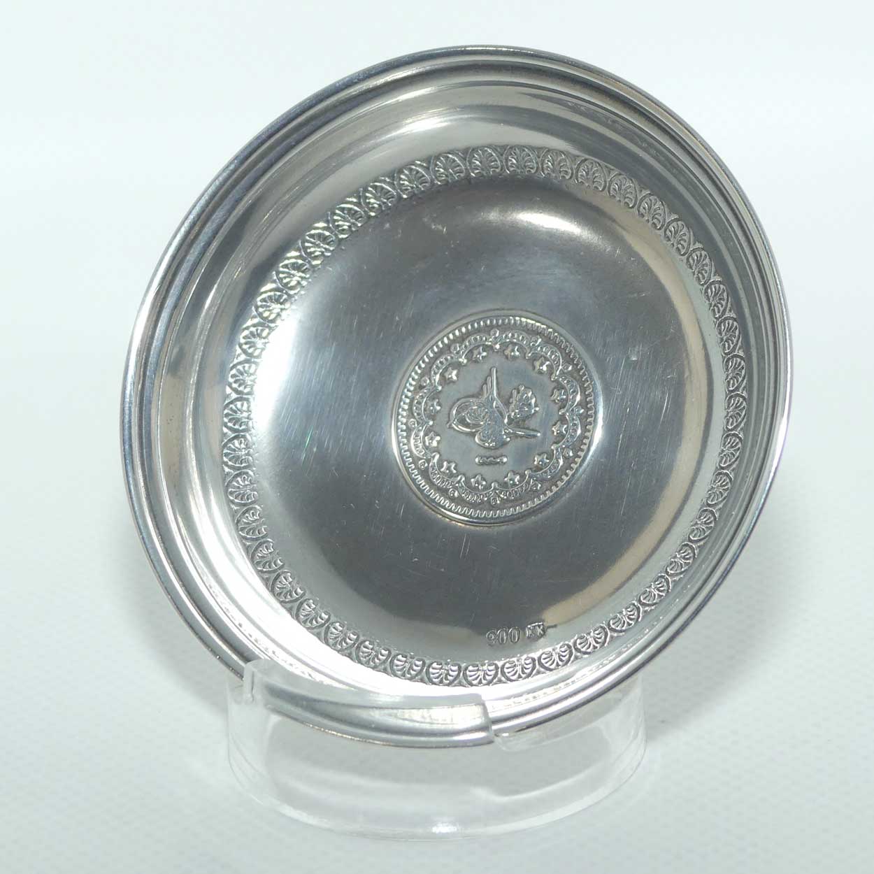 Ottoman Empire 900 Silver miniature plate decorated with Tughra