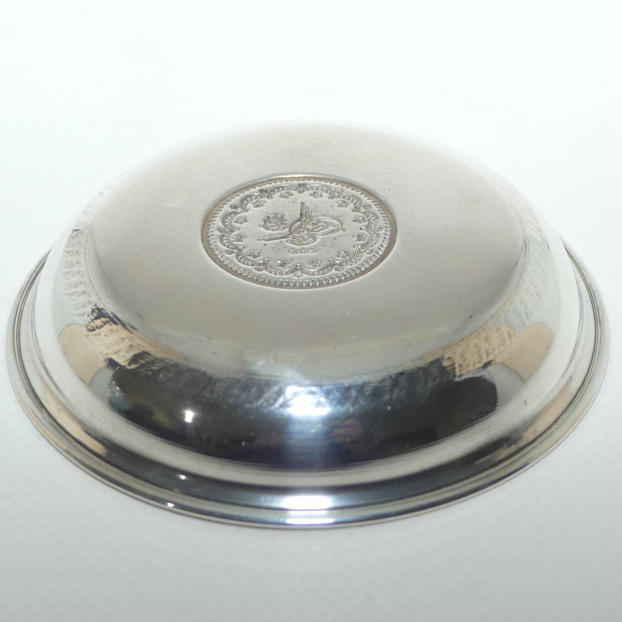 Ottoman Empire 900 Silver miniature plate decorated with Tughra