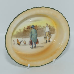 Royal Doulton Coaching Days oval dish E3804 #1 | Rare Scene | Passenger with bags and Youth with buckets