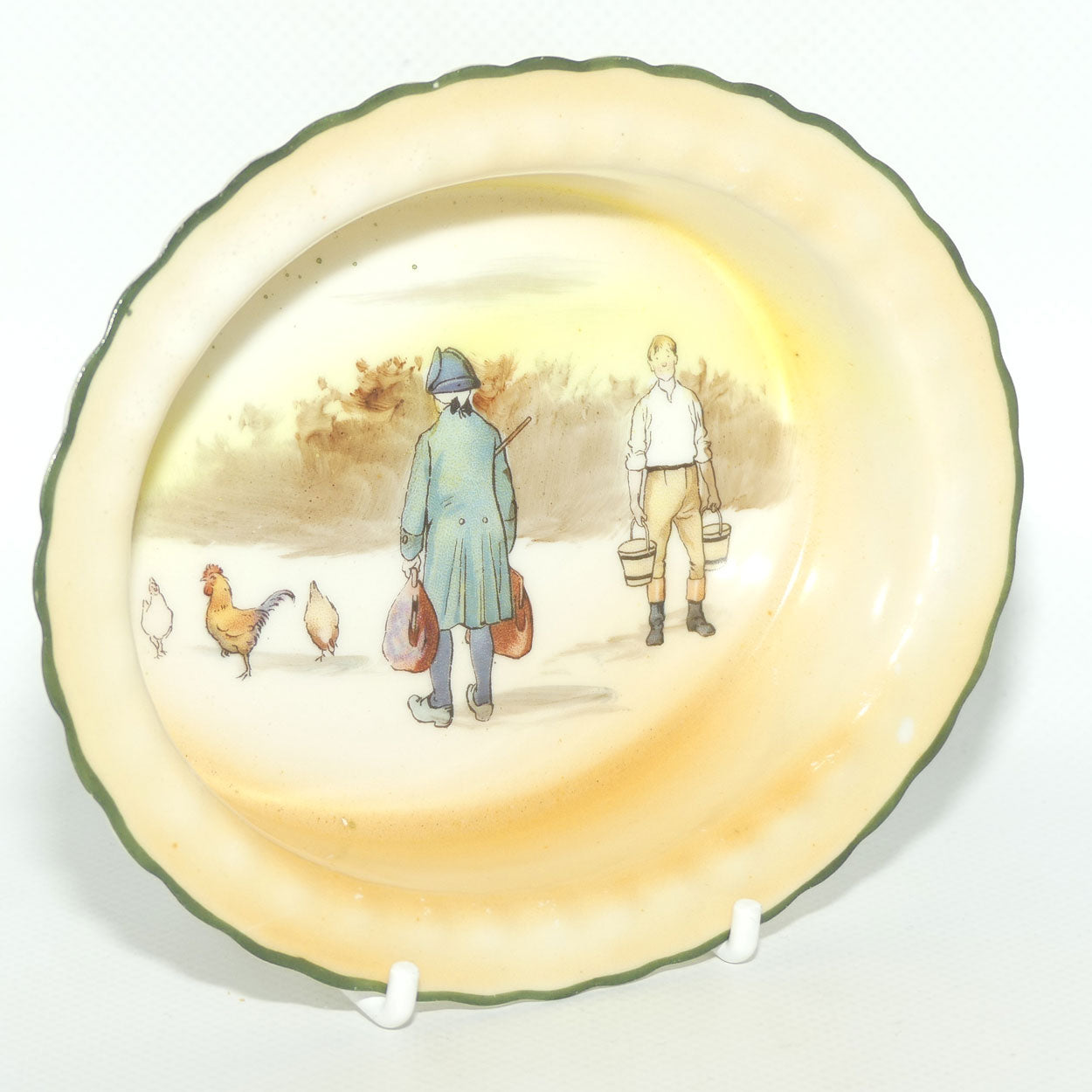 Royal Doulton Coaching Days oval dish E3804 #1 | Rare Scene | Passenger with bags and Youth with buckets