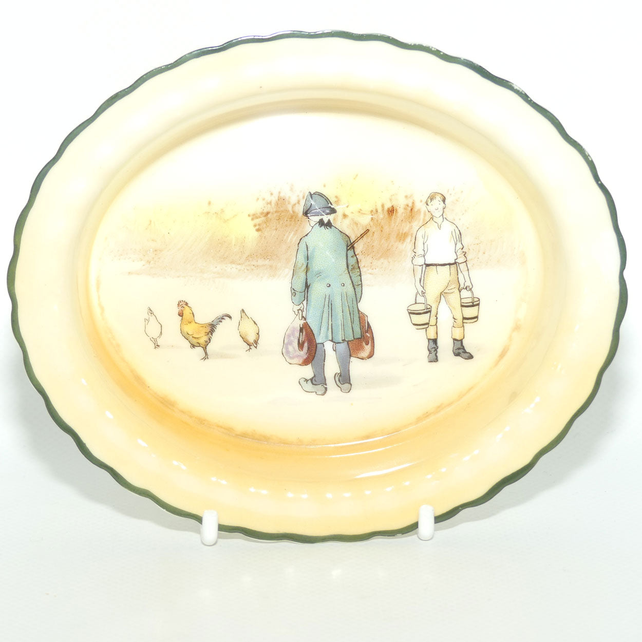 Royal Doulton Coaching Days oval dish E3804 #2 | Rare Scene | Passenger with bags and Youth with buckets