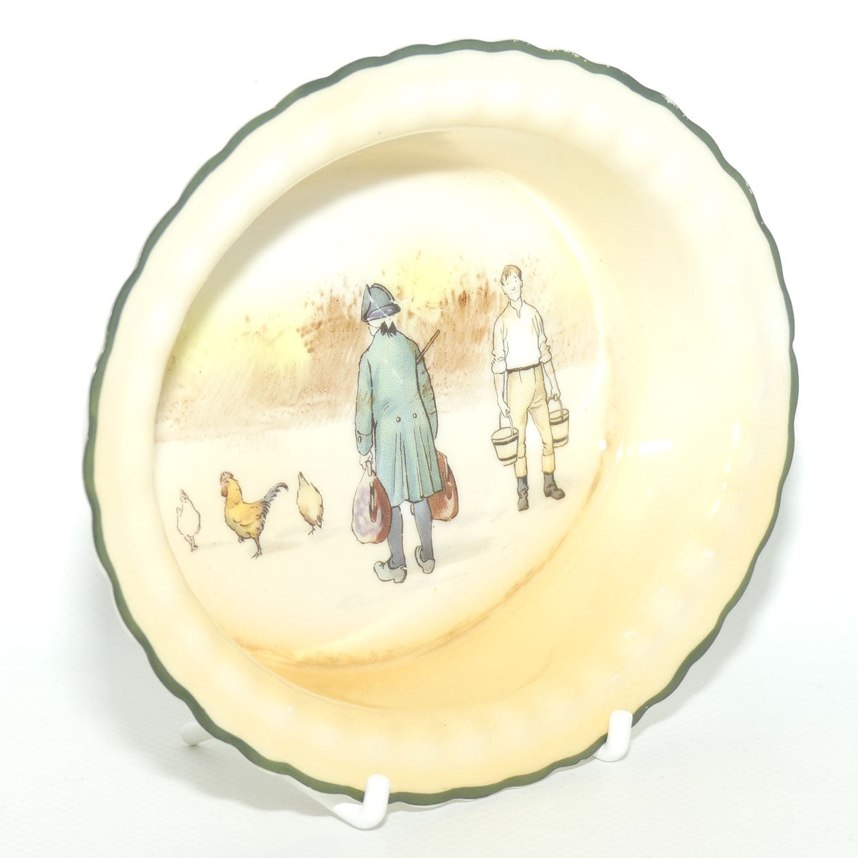 Royal Doulton Coaching Days oval dish E3804 #2 | Rare Scene | Passenger with bags and Youth with buckets