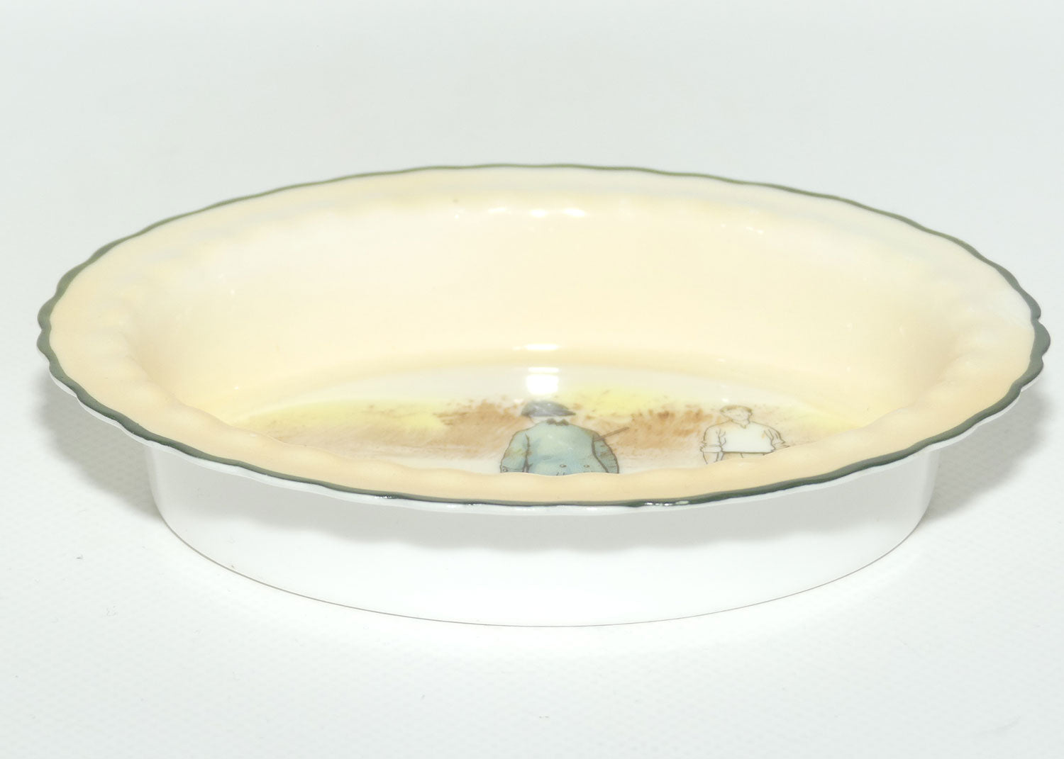 Royal Doulton Coaching Days oval dish E3804 #2 | Rare Scene | Passenger with bags and Youth with buckets