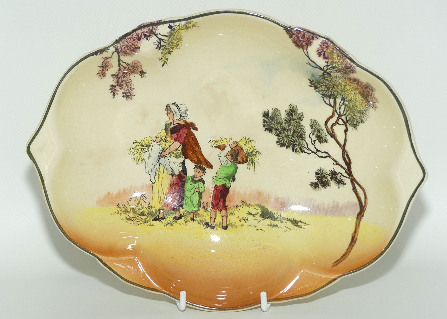 Royal Doulton Gleaners and Gypsies pointed oval bowl D6123