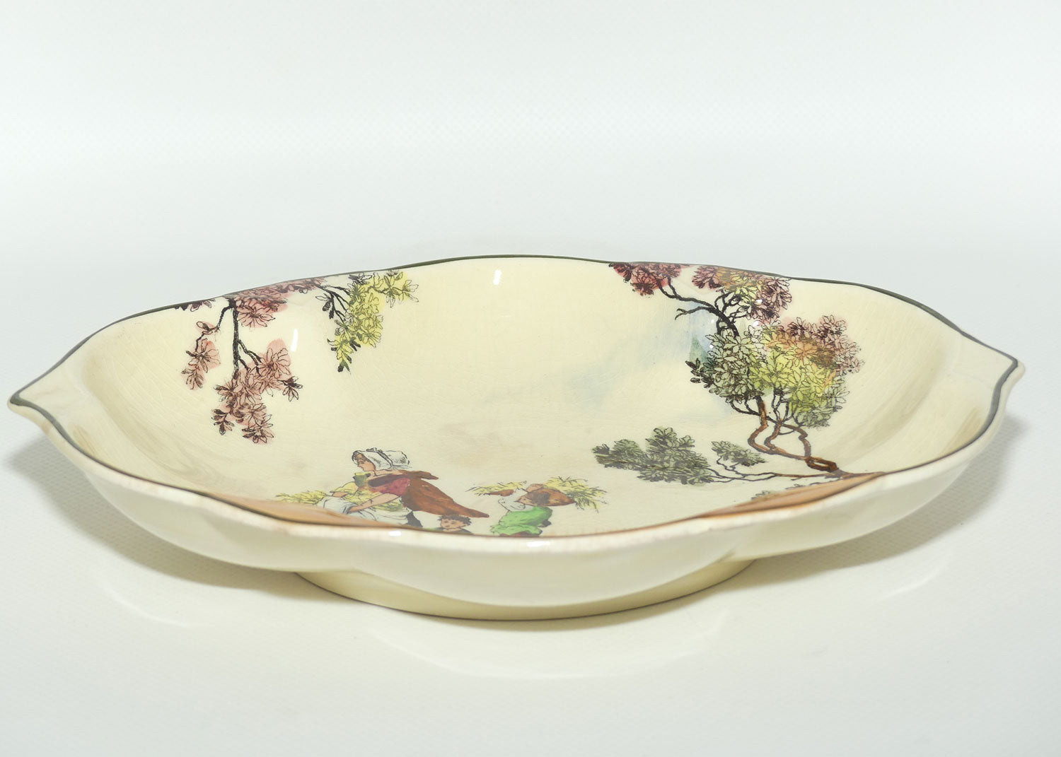 Royal Doulton Gleaners and Gypsies pointed oval bowl D6123
