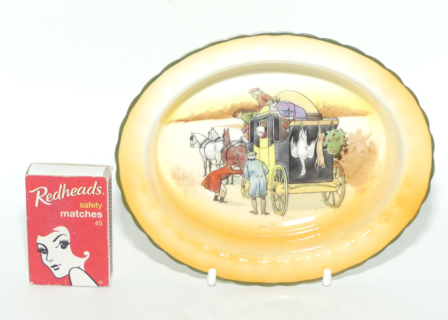 Royal Doulton Coaching Days oval dish E3804 | Tightening the Harness