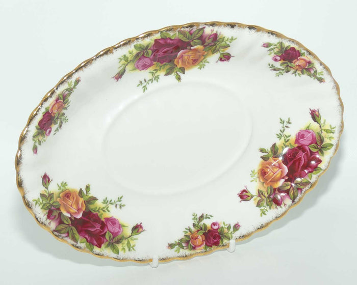 Royal Albert Bone China Old Country Roses England underplate for gravy boat | early backstamp | UK made