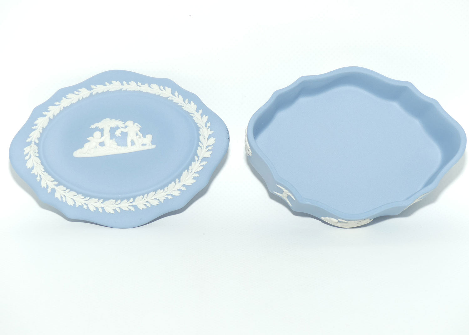 Wedgwood Jasper | White on Pale Blue | Dome top oval trinket box