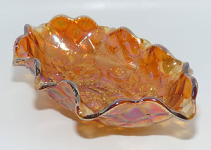 Marigold Carnival Glass Floral decorated Fluted Rim Sundae dish