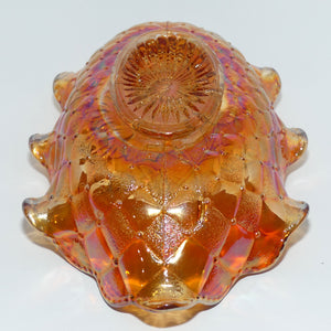 Marigold Carnival Glass Floral decorated Fluted Rim Sundae dish