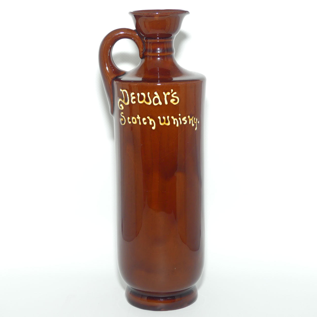 Royal Doulton Kingsware Oyez Oyez tall cylindrical flask | Dewars Scotch Whisky