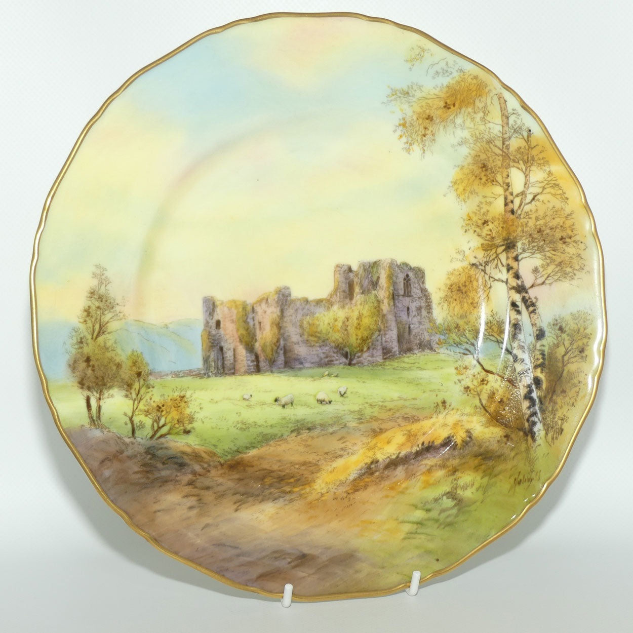 Royal Worcester hand painted Oystermouth Castle plate | Roberts