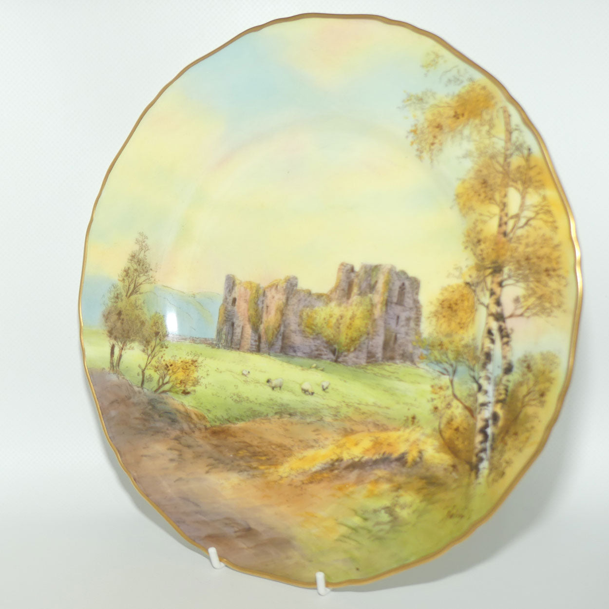 Royal Worcester hand painted Oystermouth Castle plate | Roberts