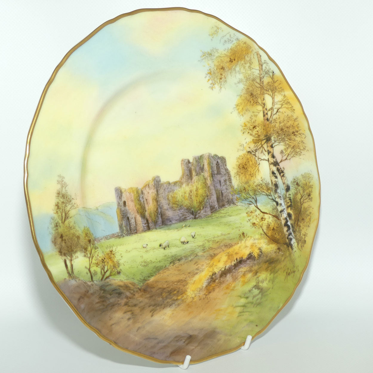 Royal Worcester hand painted Oystermouth Castle plate | Roberts