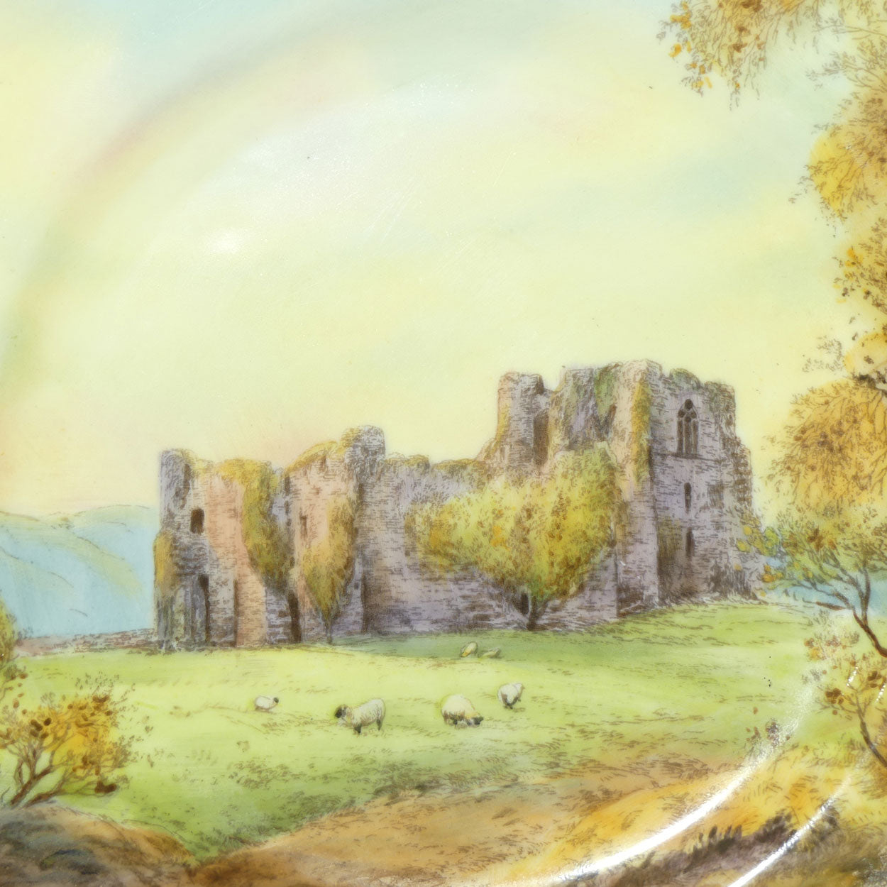 Royal Worcester hand painted Oystermouth Castle plate | Roberts