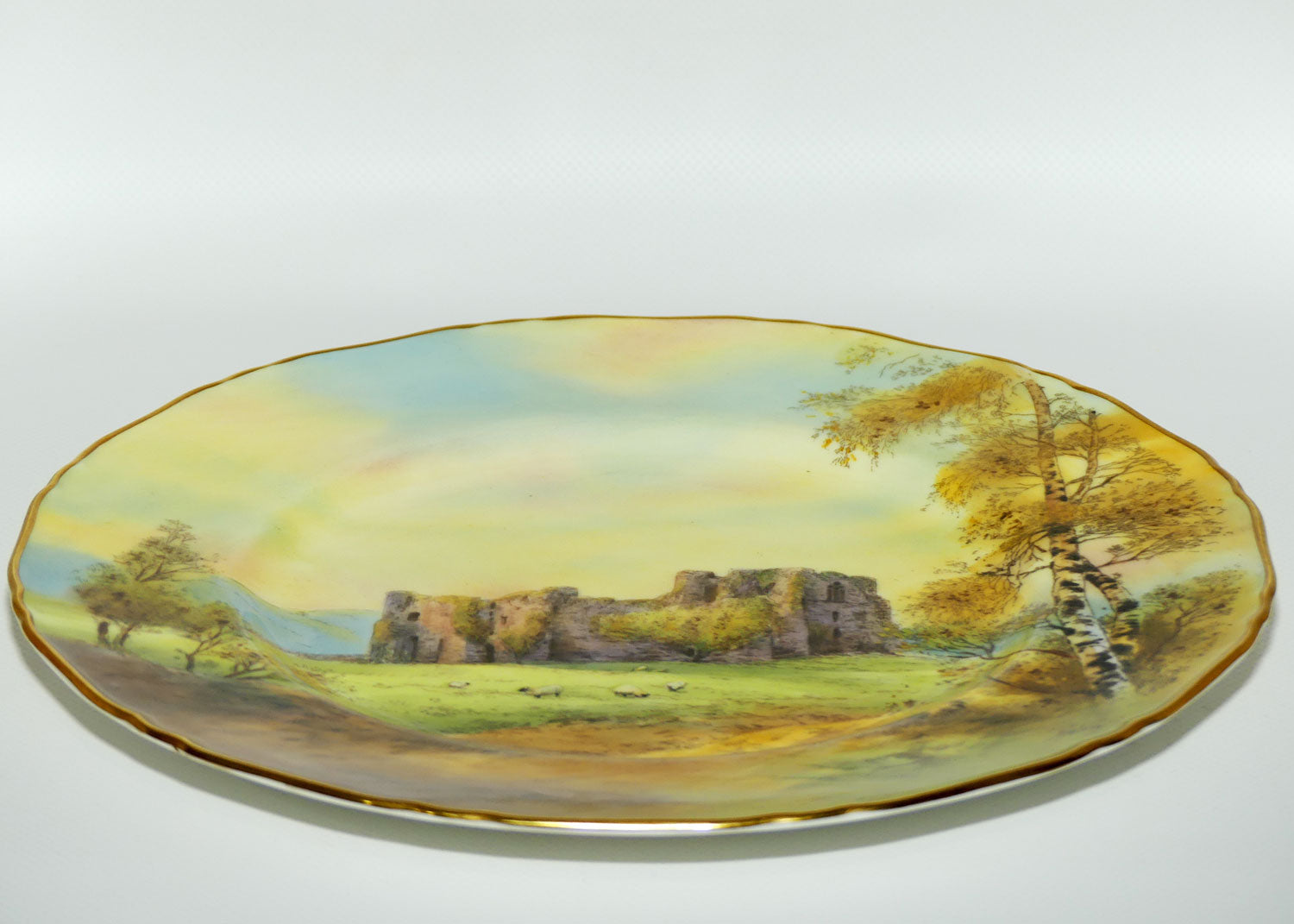 Royal Worcester hand painted Oystermouth Castle plate | Roberts