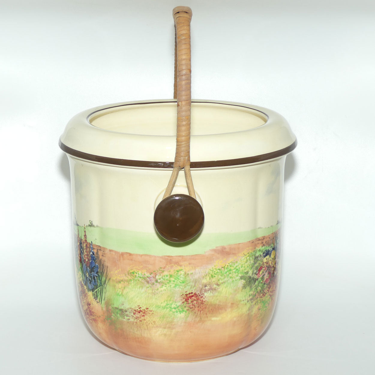 Royal Doulton Country Garden chamber pail with wicker handle D4932
