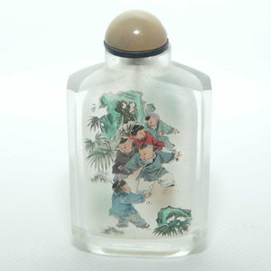 Reverse Painted inside Glass Oriental scene Snuff Bottle