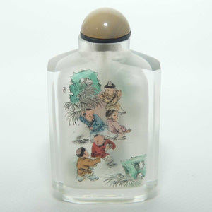 Reverse Painted inside Glass Oriental scene Snuff Bottle