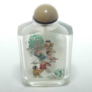 Reverse Painted inside Glass Oriental scene Snuff Bottle