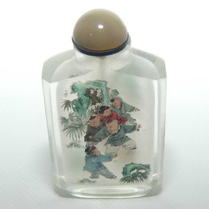 Reverse Painted inside Glass Oriental scene Snuff Bottle