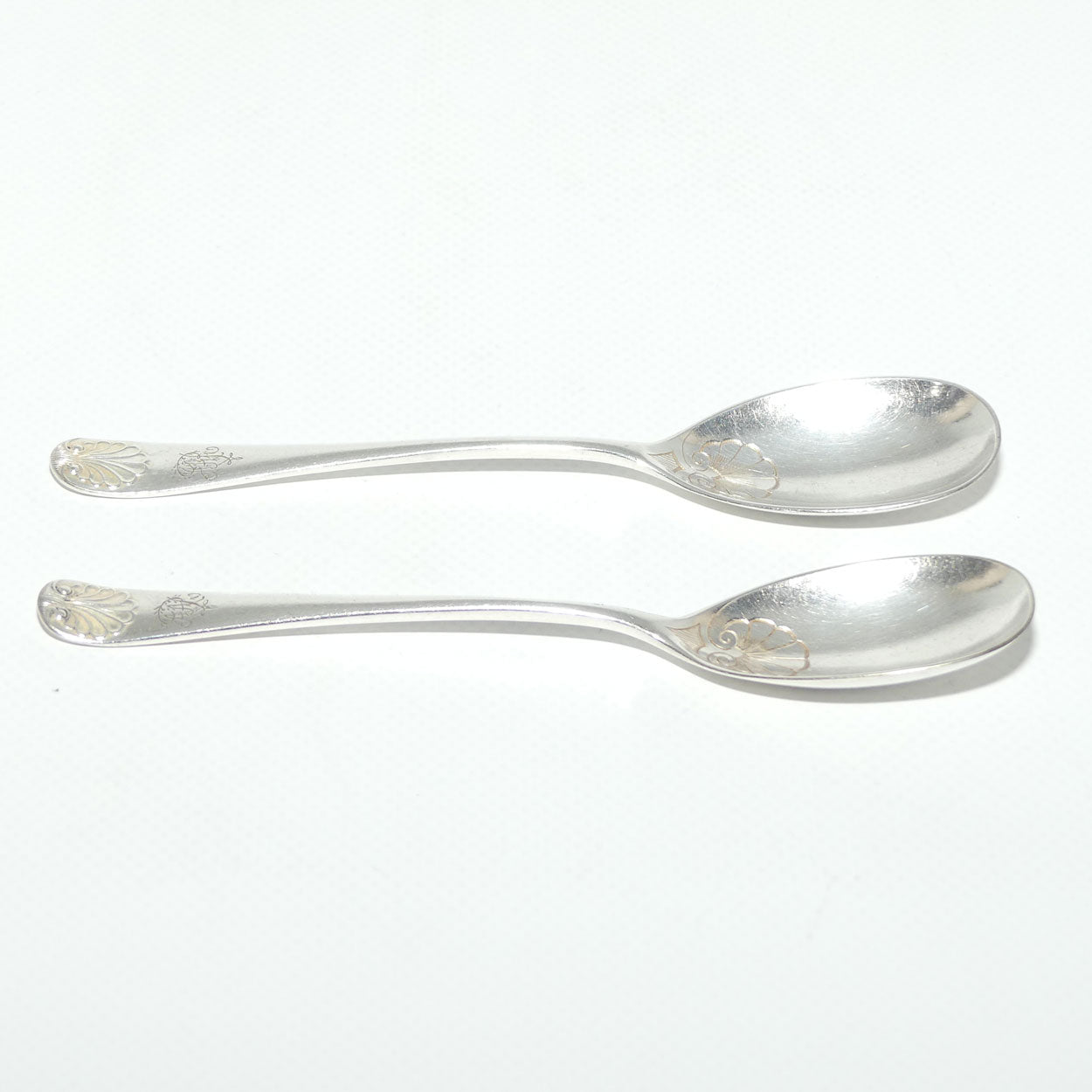 Pair of EP Silver Plated Shell pattern fancy jam spoons