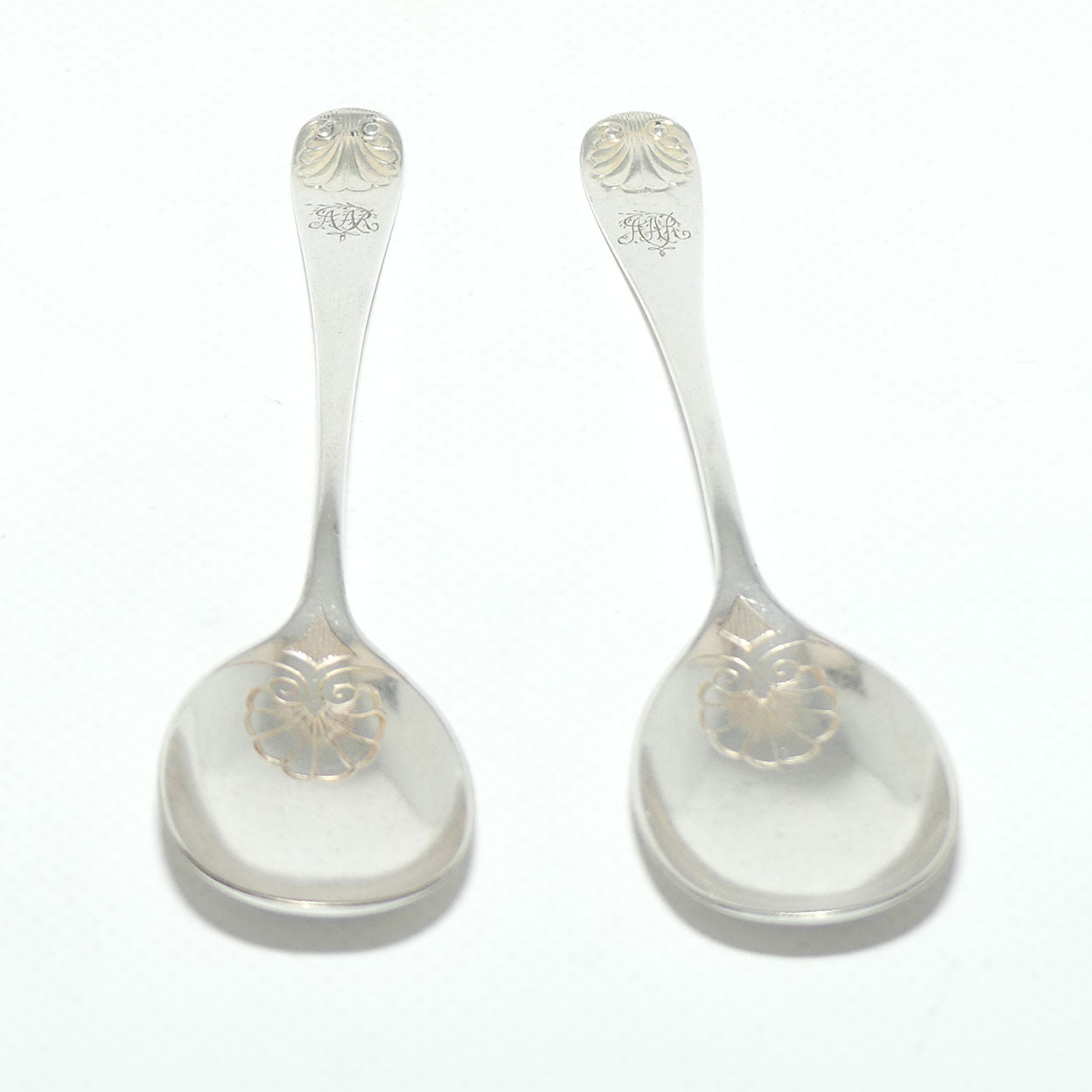 Pair of EP Silver Plated Shell pattern fancy jam spoons