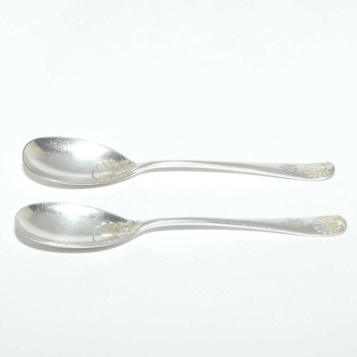 Pair of EP Silver Plated Shell pattern fancy jam spoons