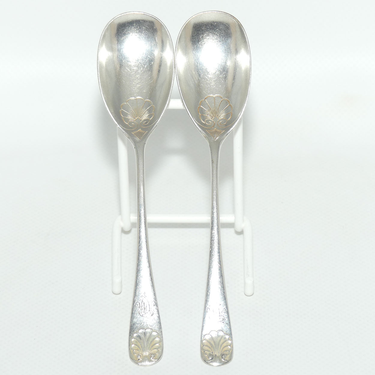 Pair of EP Silver Plated Shell pattern fancy jam spoons